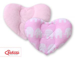 Double-sided Baby head support pillow- Elephants pink